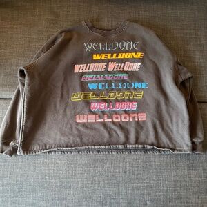 We11done Welldone Grey Front Logo graphic print crew neck Sweatshirt one size